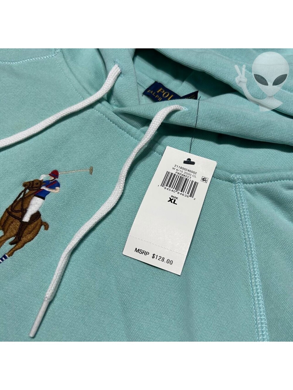 Polo Ralph Lauren Big Pony Hoodie Women's XL Sky Blue with Tags - Picture 4 of 8